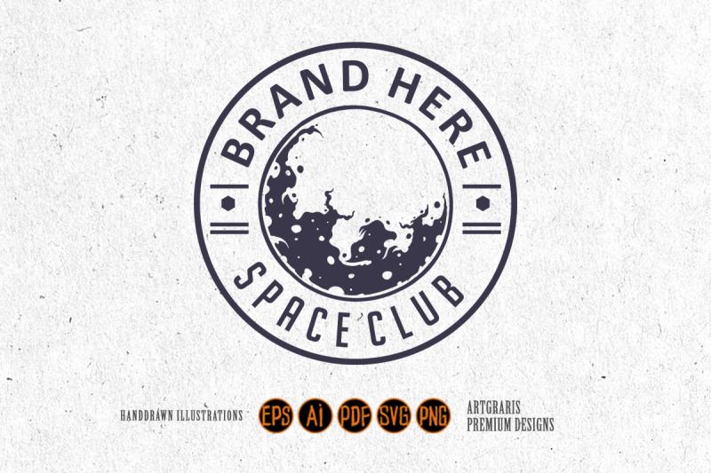 monochrome-space-club-vintage-logo-label-svg