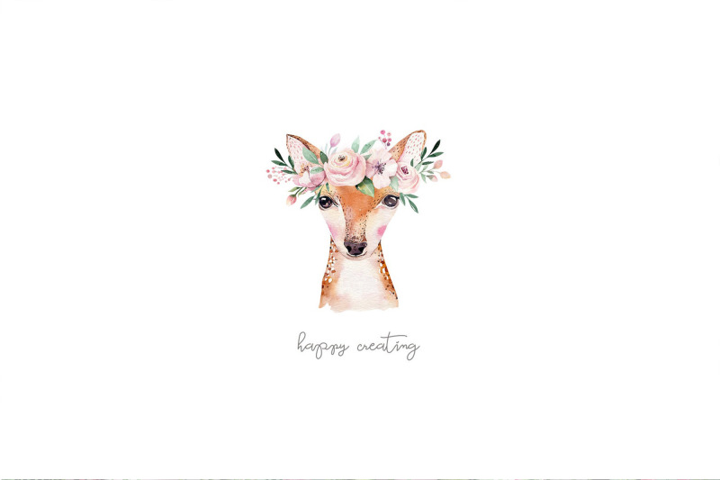 watercolor-baby-nursery-forest-deer-animals-digital-scrapbooking-paper