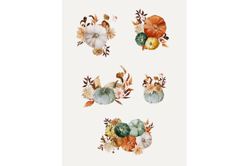 5-floral-pumpkins-autumn-clipart