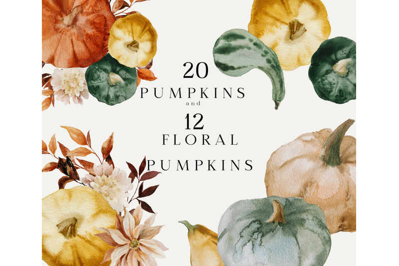 watercolor-pumpkins-floral-pumpkins-clipart