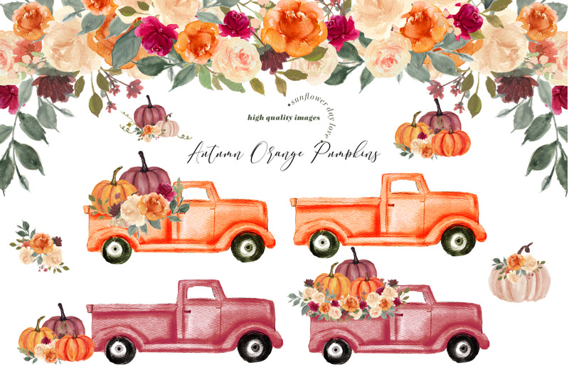 fall-autumn-orange-pumpkins-truck-clipart-pumpkin-watercolor-clipart