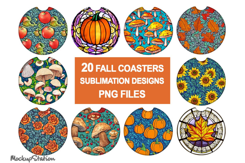 fall-car-coaster-sublimation-bundle-autumn-coaster-design