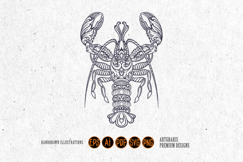 silhouette-lobster-ornament-swirl-svg