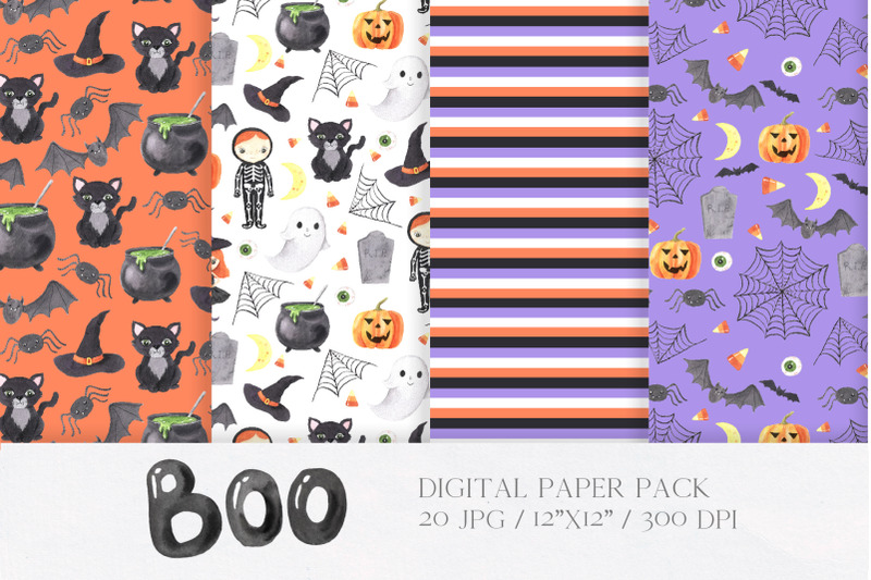 watercolor-halloween-digital-papers-pack