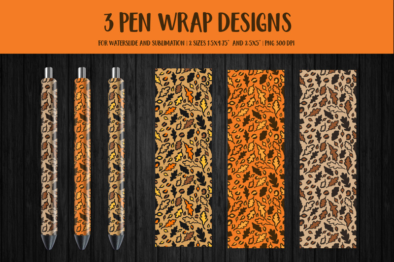 oak-leaves-pen-wrap-fall-leopard-print-pen-wrap-sublimation