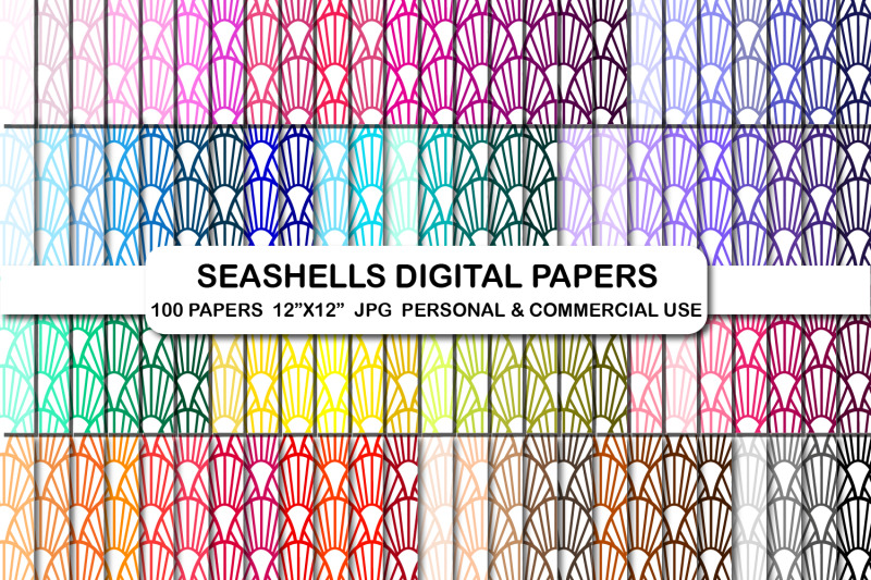 seashells-digital-papers-background-sea-shell-paper-pack