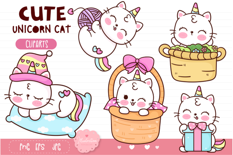 cute-cat-unicorn-kawaii-clipart-cat-sublimation-baby-animal
