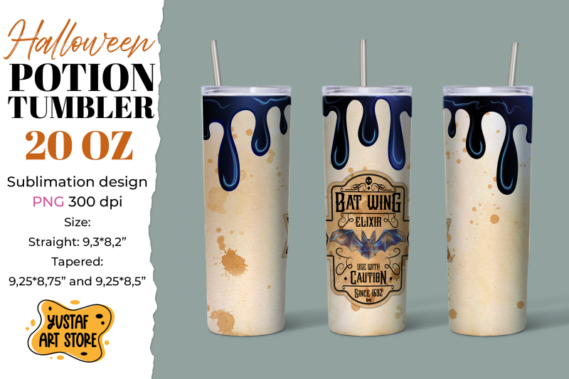 halloween-tumbler-sublimation-bat-wing-elixir-label-amp-drips