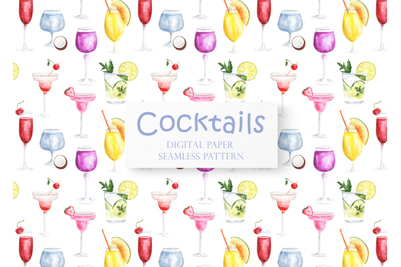 cocktails-seamless-pattern-digital-paper-mojito-alcoholic-cocktail