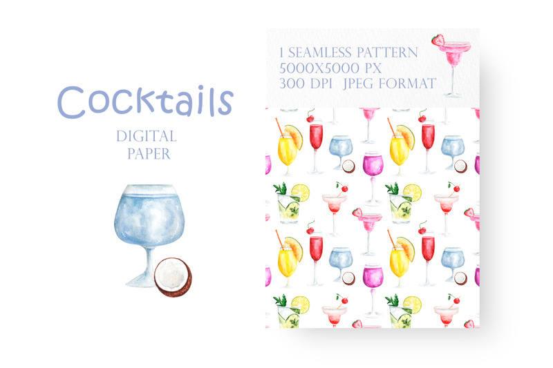 cocktails-seamless-pattern-digital-paper-mojito-alcoholic-cocktail