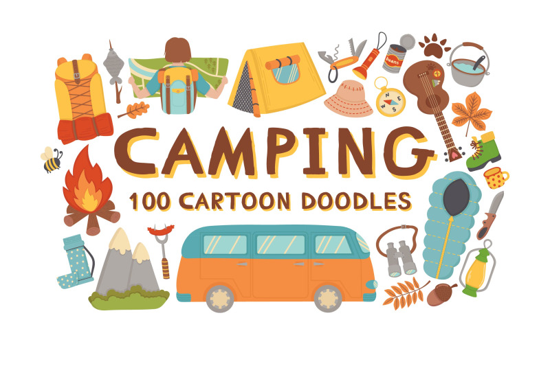 camping-doodles-set