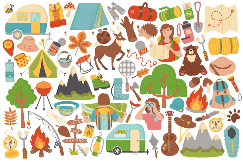 camping-doodles-set