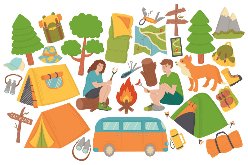 camping-doodles-set