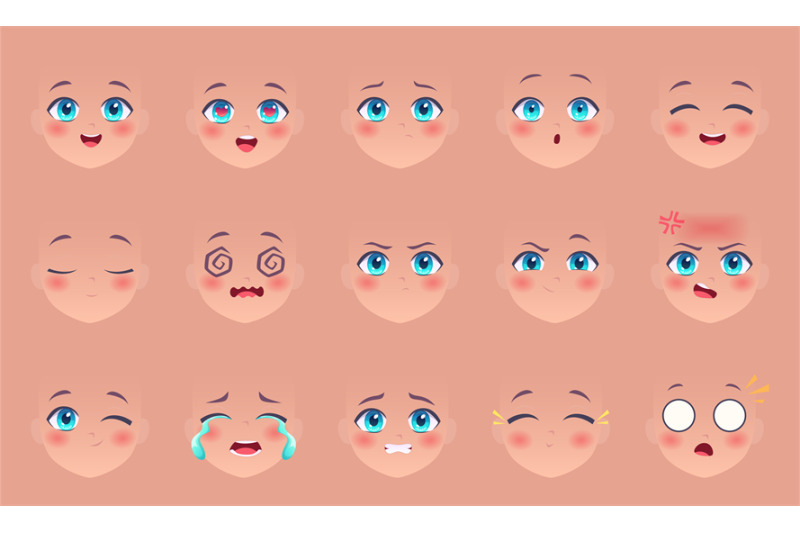 anime-faces-manga-eyes-nose-and-lips-funny-expressions-cartoon-kawaii