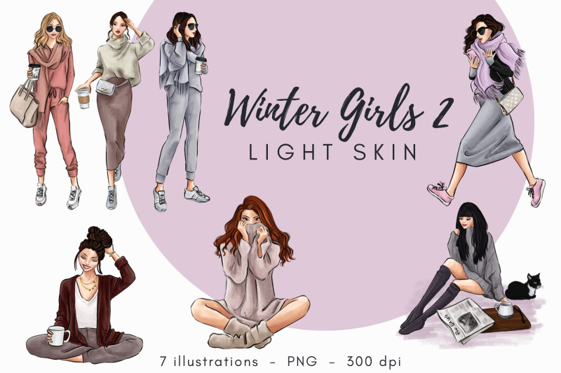 winter-girls-2-light-skin-watercolor-fashion-clipart