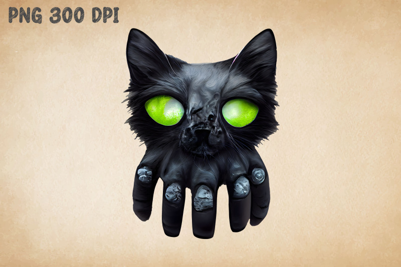 black-cat-combine-with-zombie-hand