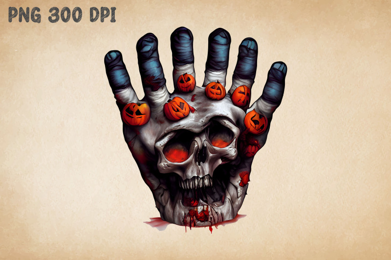 halloween-mutant-zombie-hand-skull