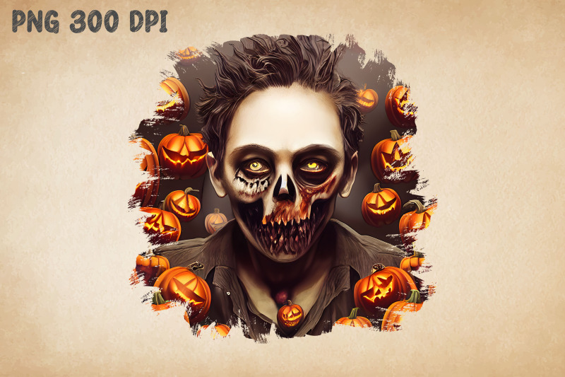 zombie-portrait-pumpkin-background