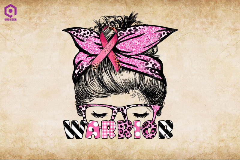 pink-warrior-breast-cancer-messy-bun