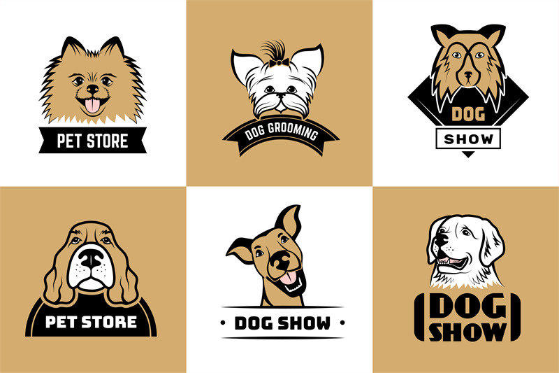 dogs-logo-domestic-animals-pets-stylized-labels-recent-vector-illustr