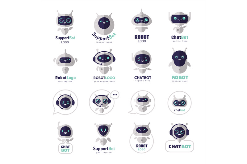 chatbot-logo-virtual-future-electronic-cyborg-characters-android-face