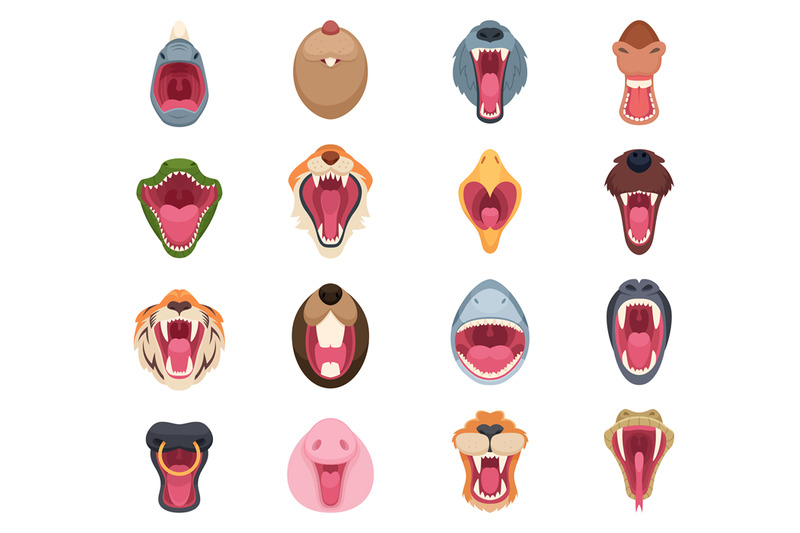 angry-animal-mouth-wild-zoo-character-faces-bear-snake-wolf-and-horse