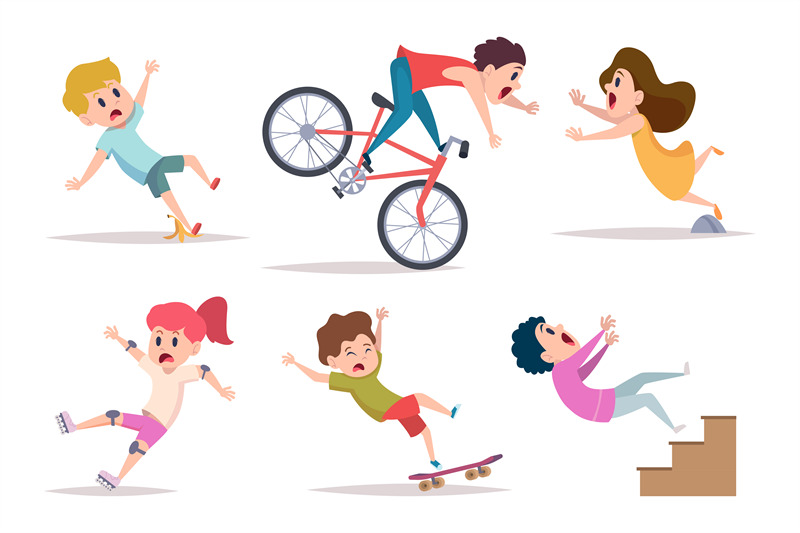 kids-falling-boys-girls-outdoor-running-and-falling-shocked-accident