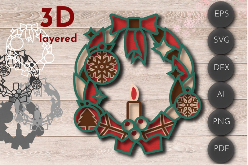 christmas-wreath-3d-mandala-ornament-door-hanger-laser-cut