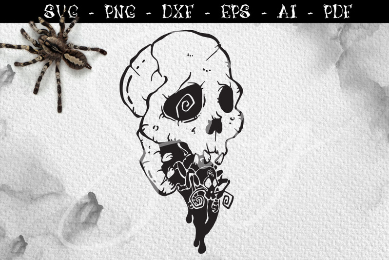 bug-svg-insect-on-the-skull-tongue-goth-svg-halloween-party-clipart