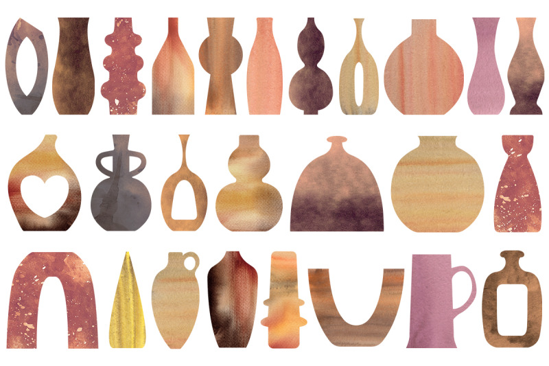 watercolor-collection-of-ceramic-vases