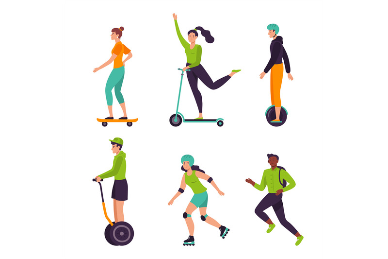 active-people-man-and-woman-healthy-lifestyle-riding-scooter