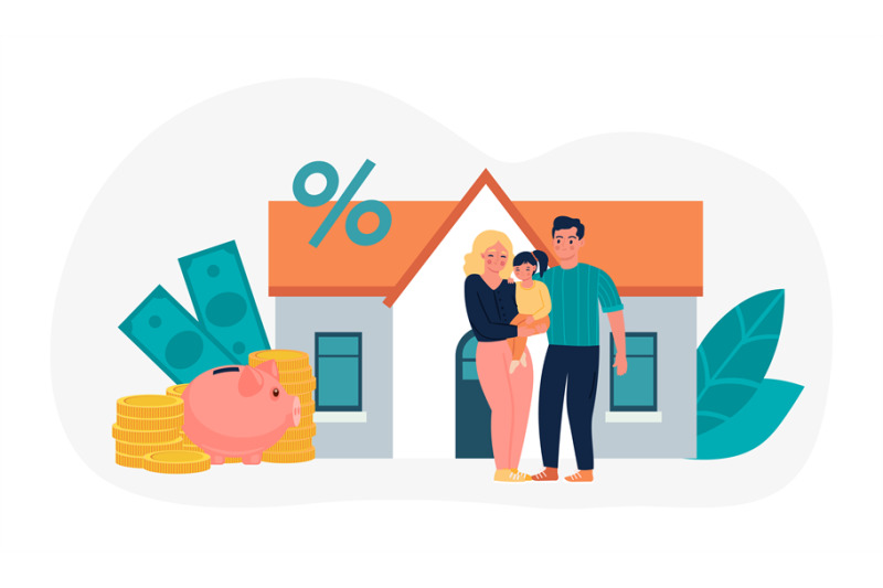 credit-money-concept-loan-and-mortgage-happy-family