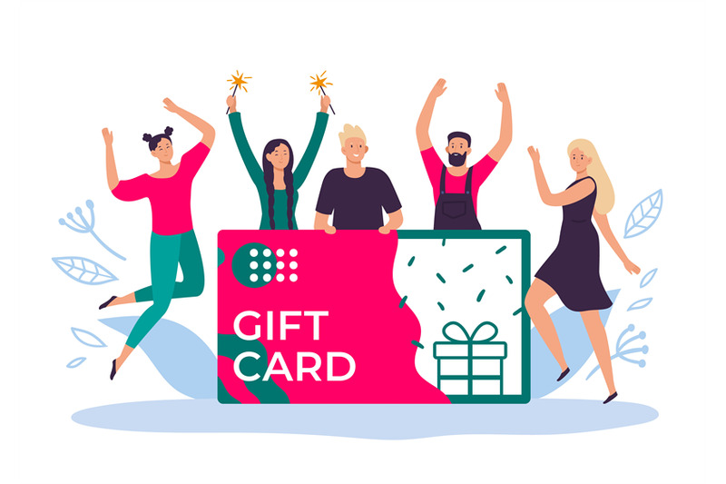 happy-people-with-gift-card-voucher-enjoy