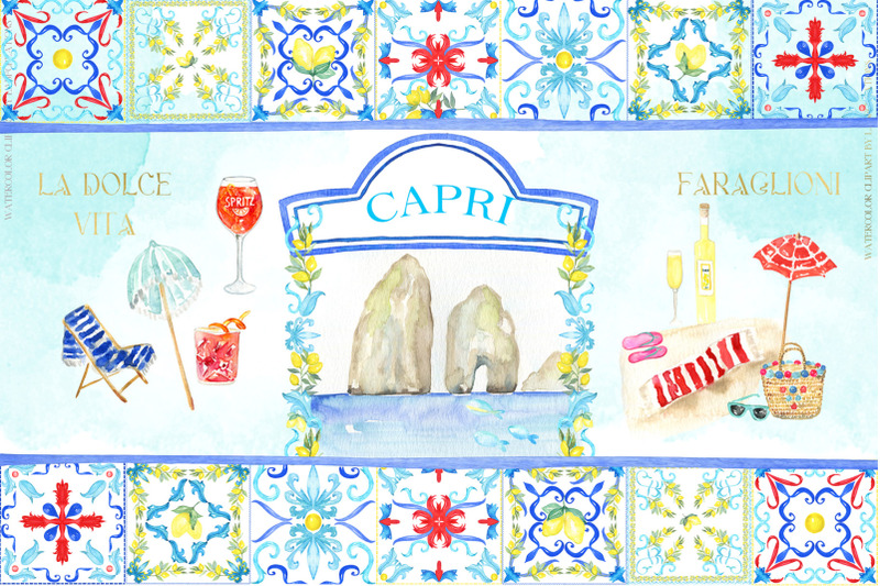 capri-italy-watercolor-clipart-tiles