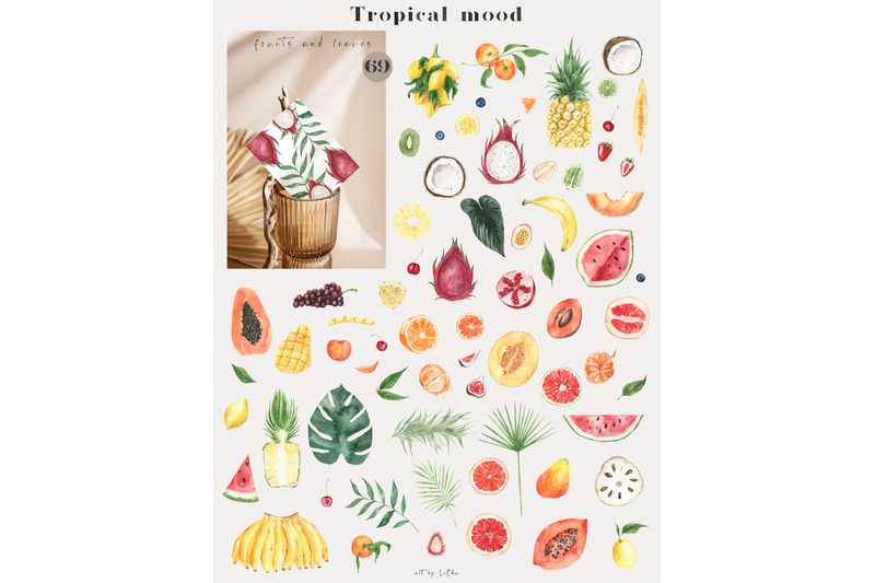 tropical-mood-watercolor-fruits-cocktail-clipart
