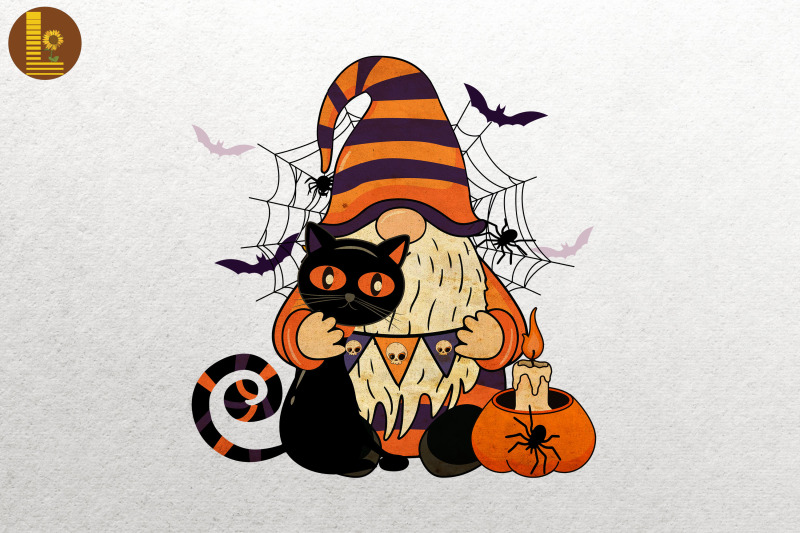 black-cat-gnome-pumpkin-jack-o-lantern