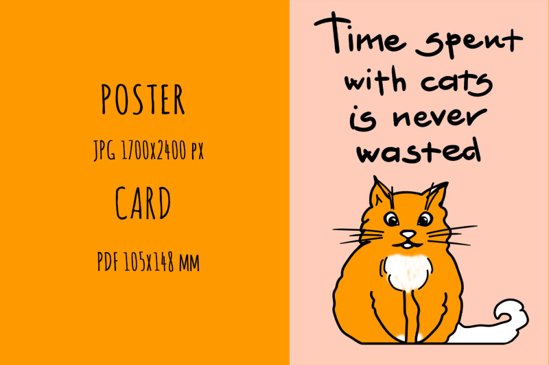 time-spent-with-cats-is-never-wasted-poster-and-card-template