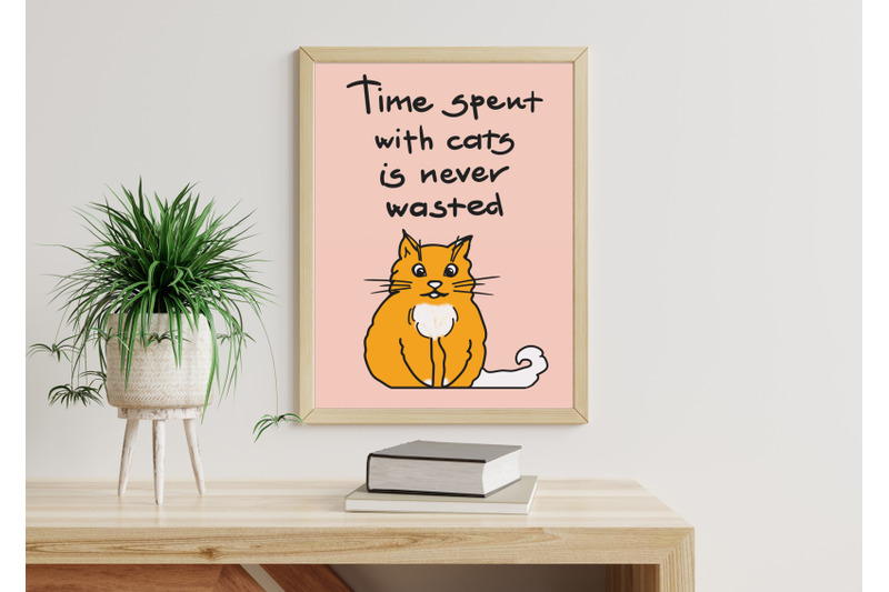 time-spent-with-cats-is-never-wasted-poster-and-card-template
