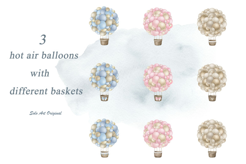 hot-air-balloons-set-baby-shower-clipart-pink-blue-brown-neutral-colors-clipart-png-watercolor-painting