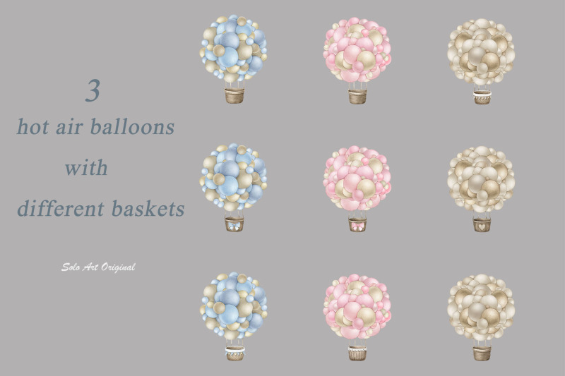 hot-air-balloons-set-baby-shower-clipart-pink-blue-brown-neutral-colors-clipart-png-watercolor-painting