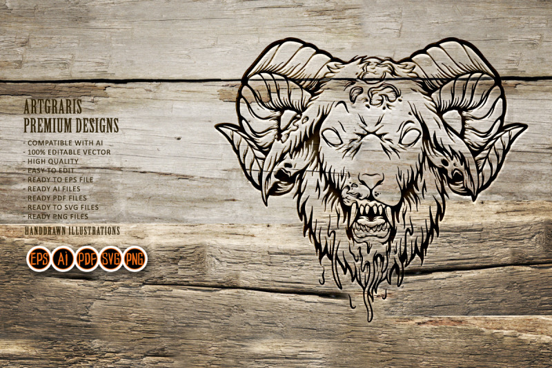 angry-devil-goat-monochrome-svg