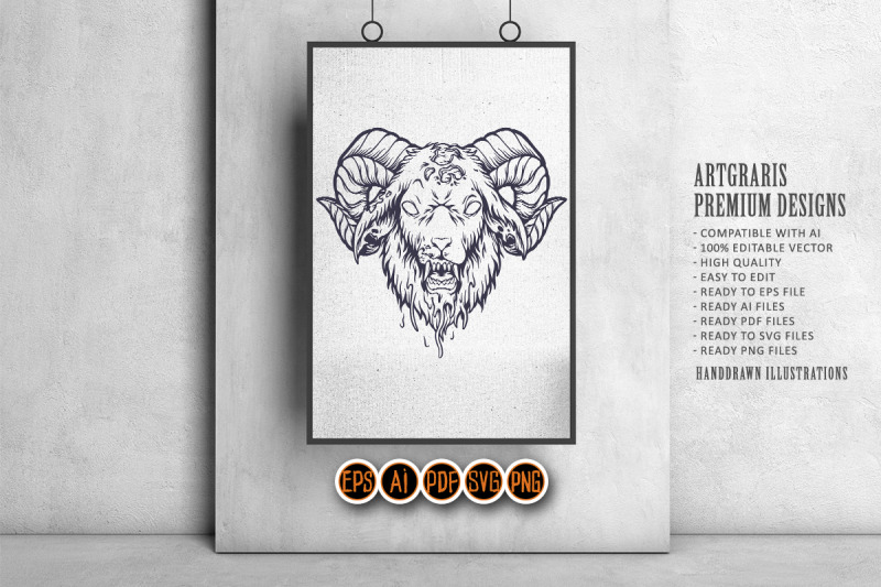 angry-devil-goat-monochrome-svg