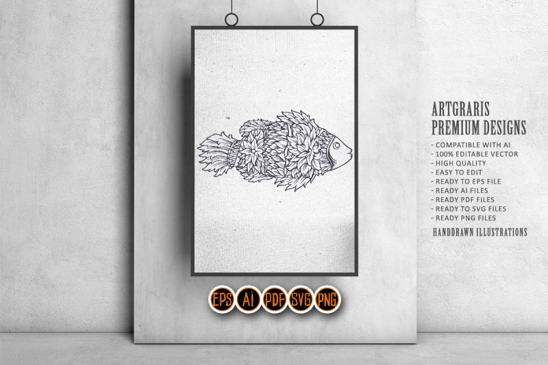 fish-silhouette-with-classic-ornament-svg