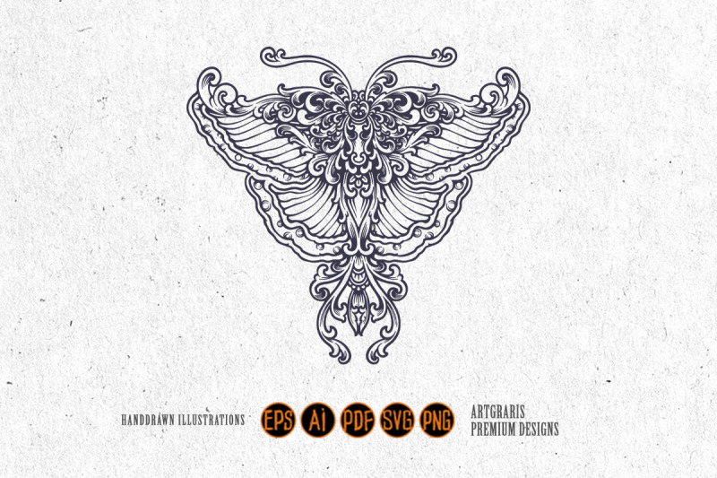 monochrome-butterfly-classic-ornament-svg