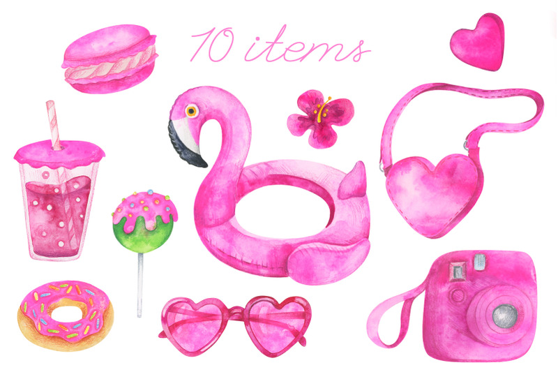 girly-pink-watercolor-set