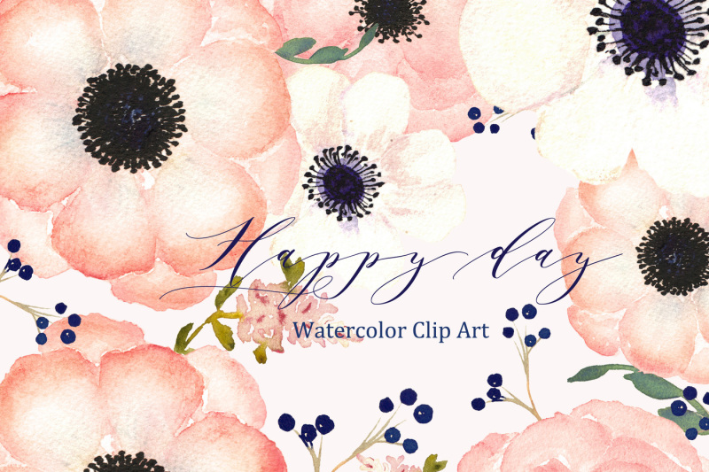 anemones-apricot-watercolor-clipart