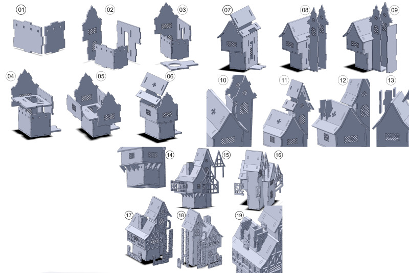 laser-cut-medieval-3d-christmas-miniature-house-dxf-svg-glowforge