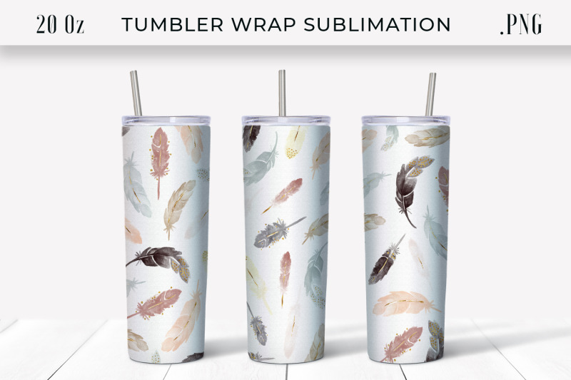 watercolor-feathers-tumbler-wrap-sublimation