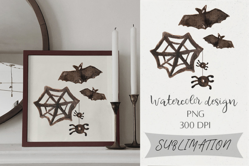 halloween-sublimation-design-png-watercolor-bat-spiders