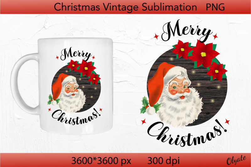 merry-christmas-round-sign-png-vintage-santa-sublimation